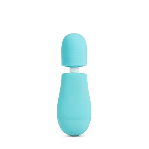 Rose - Petite Wand Vibrator With Attachments - Blue