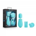 Rose - Petite Wand Vibrator With Attachments - Blue