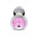 Pink Gem Glass Anal Plug With Gem - Medium