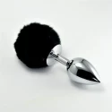 Large Silver Plug+Pompon Black