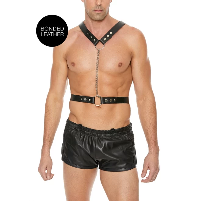 Twisted bit black leather harness - one size