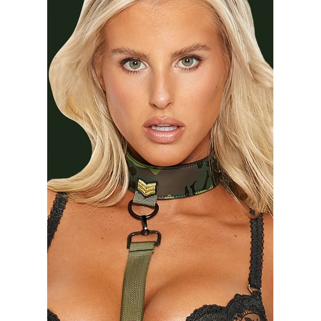 Collar with leash - army theme