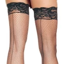 Pończochy kabaretki samonośne Fishnet with Silicone Lace Top
