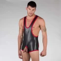 Neoprene open crotch wrestling - red - s