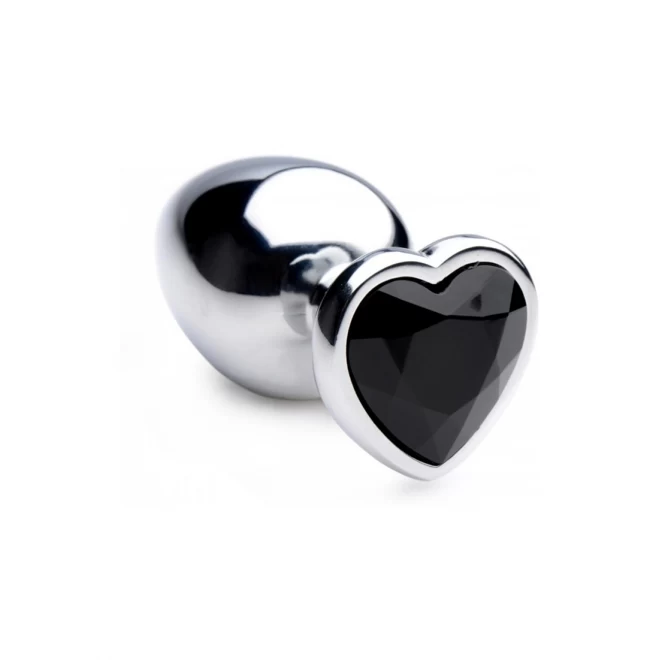 Bs black heart gem anal plug - large