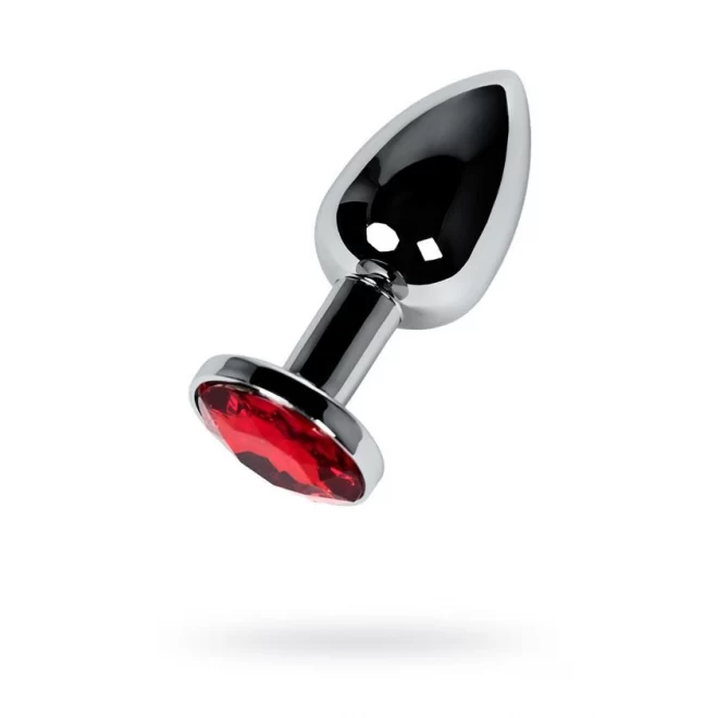 Silver anal plug with red gem
