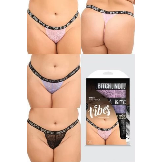 Bitch 3 Pack Thongs - Curvy