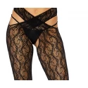 floral crotchless wrap tights