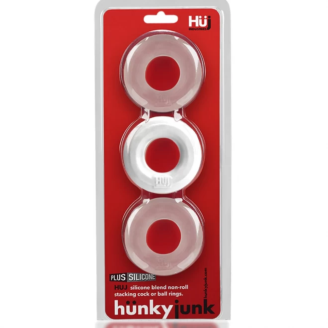 Hünkyjunk cockring 3-pack - white ice + clear