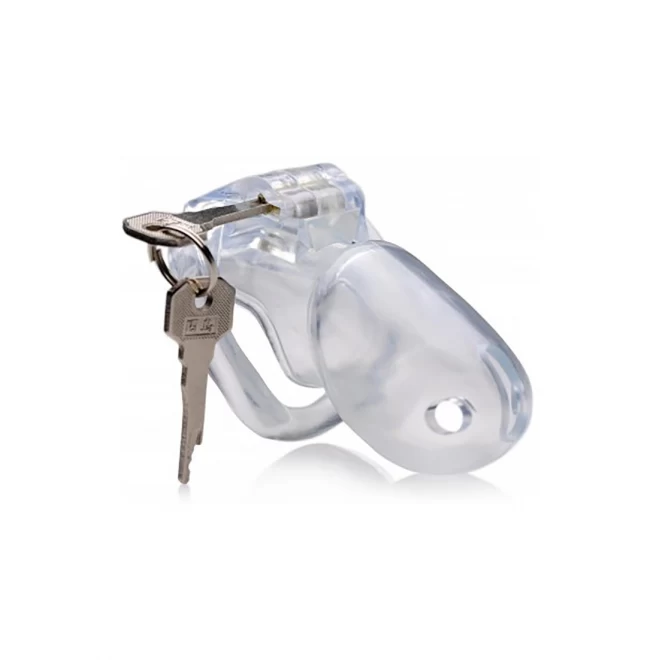 Clear captor chastity cage with keys - small