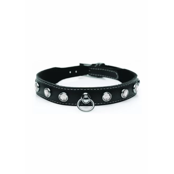 Bling vixen leather choker w/ rhinestones