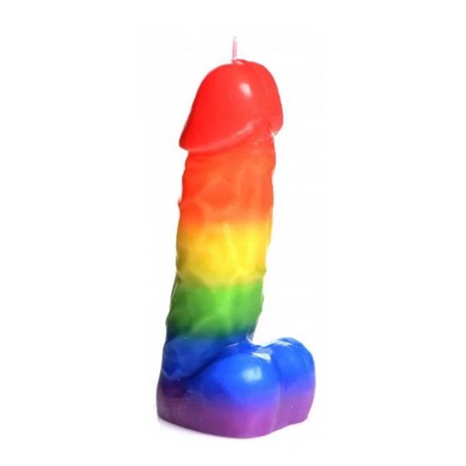 Pride pecker rainbow drip candle