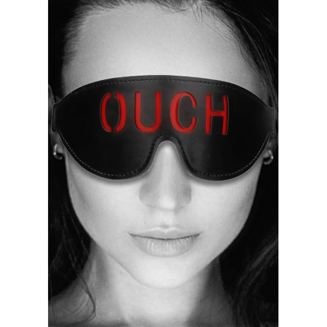 Bonded leather eye-mask "ouch" - with elastic straps