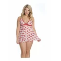 Lip print babydoll & thong