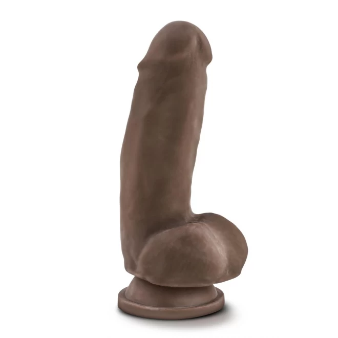 DR. SKIN PLUS 7 INCH GIRTHY POSABLE DILDO WITH BALLS CHOCOLATE