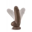DR. SKIN PLUS 7 INCH GIRTHY POSABLE DILDO WITH BALLS CHOCOLATE