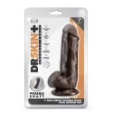 DR. SKIN PLUS 7 INCH GIRTHY POSABLE DILDO WITH BALLS CHOCOLATE