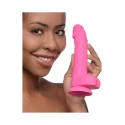 Lollicock 17,8cm / 7 inch silicone dildo with balls - berry