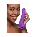 Lollicock 17,8cm / 7 inch silicone dildo with balls - berry