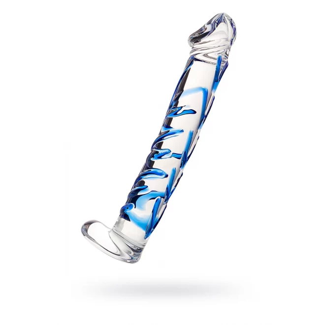Dildo, transparent, glass, 17 cm