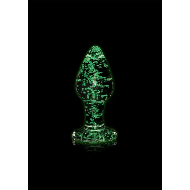 Glass butt plug - glow in the dark - large - clear