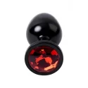 Black anal plug TOYFA Metal,with a ruby colored gem