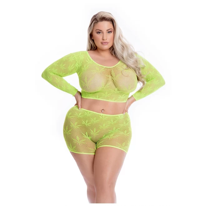 LEAF IT TO ME SHORT SET GREEN, PLUS SIZE