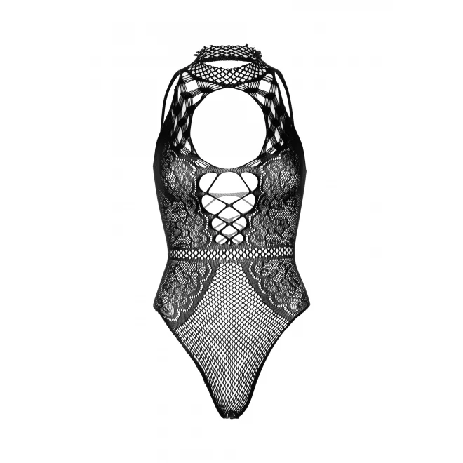 Net And Lace Keyhole Bodysuit