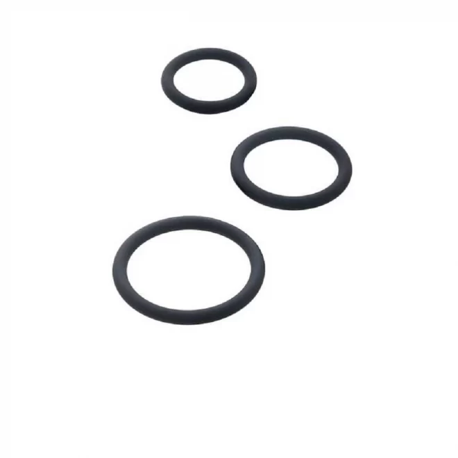 Cockrings Set Black&Red, silicone, black, diameter 6/5/4 cm
