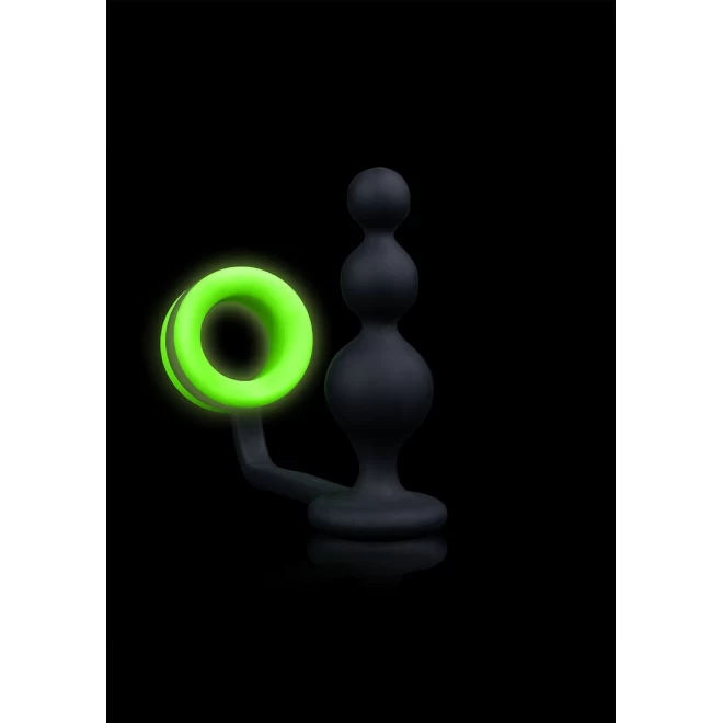 Beads butt plug with cock ring - gitd
