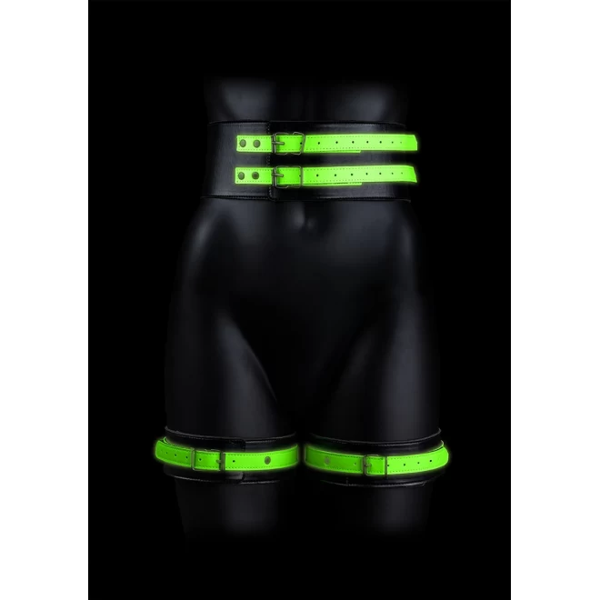 Thigh cuffs with belt and handcuffs - glow in the dark