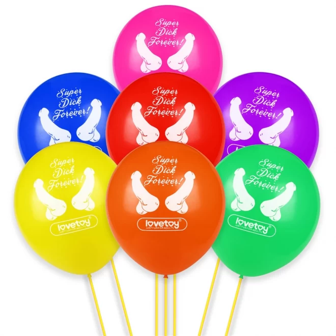 Kolorowe balony z penisami Super Dick Forever Bachelorette Balloons 7 szt