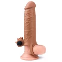 Add 2" Pleasure X Tender Vibrating Penis Sleeve Brown