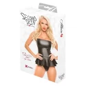 Błyszczący top z baskinką Strapless Peplum Top