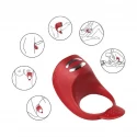 Wibrator-Silicone Ring Red USB 7 Function + Electro stim