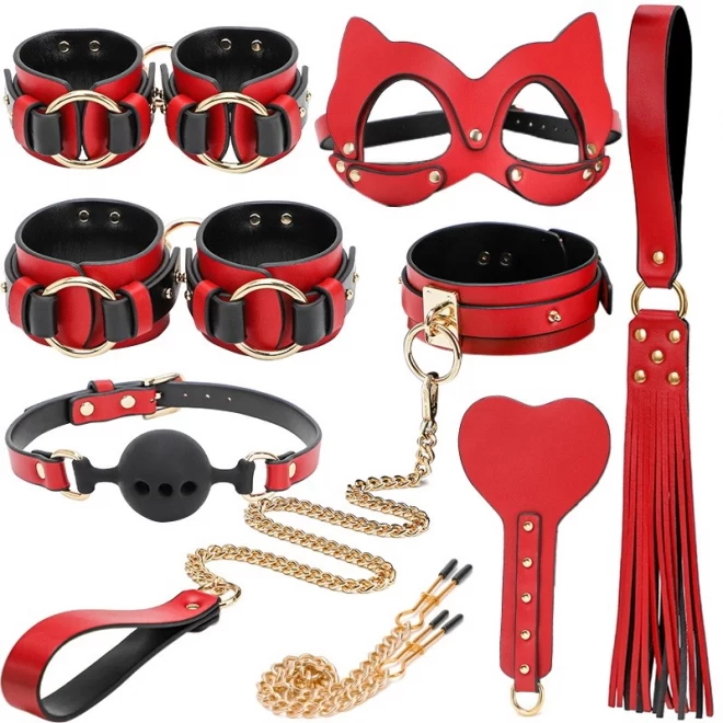 BDSM Cat Woman Set 8 Pieces Red/Black Guilty Toys