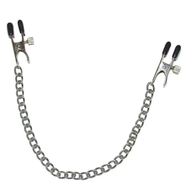 Łańcuszek z klipsami na piersi Fetish Collection Nipple Clamps Witch Metal Chain