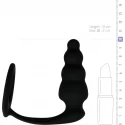 Korek analny z ringiem - Cock Ring With Ribbed Anal Plug
