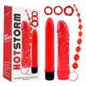 Flirting of Couple Hot Storm Penis Vibrator Red