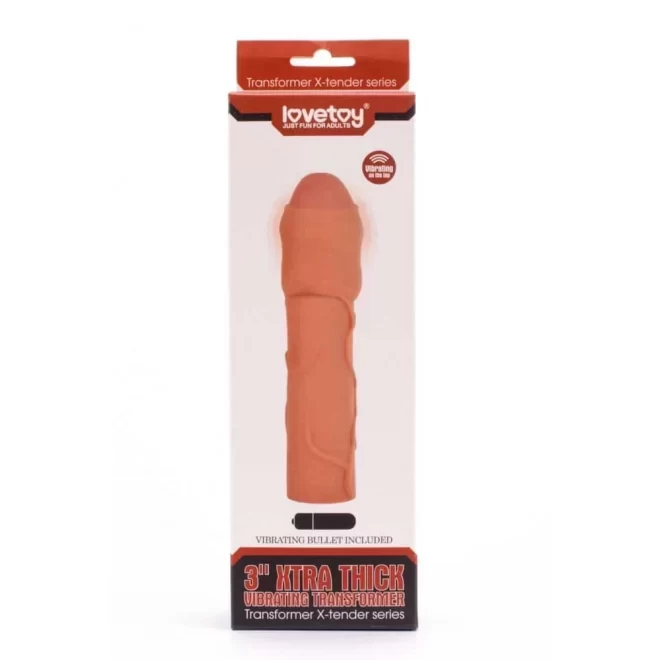 "@3"" extra thick extension sleeve vibro flesh@"