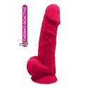 REAL LOVE DILDO WITH BALLS 8.5INCH FUCHSIA