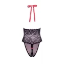 BARELY BARE V PLUNGE LACE & MESH TEDDY