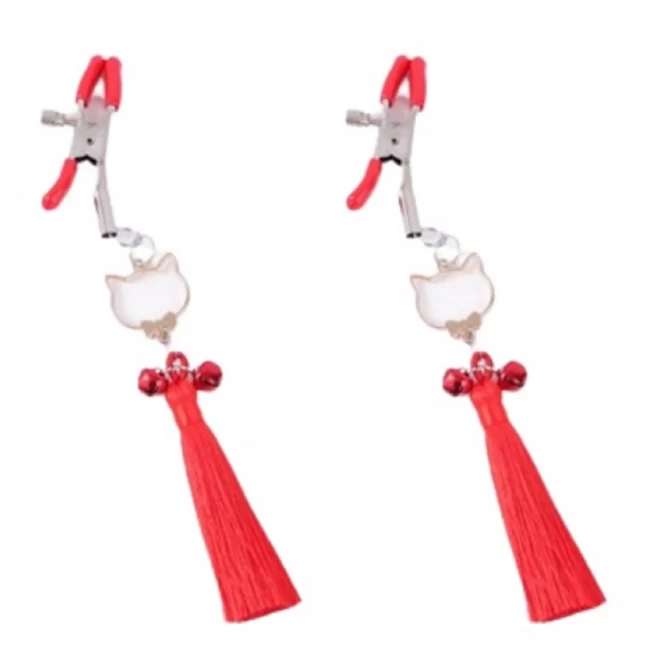 Nipple Clips with Tassels and Bells Red Mokko Toys