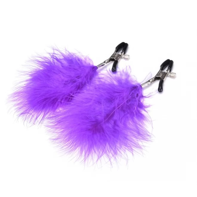 Klamerki na sutki z piórkiem Puff Nipple Clamps