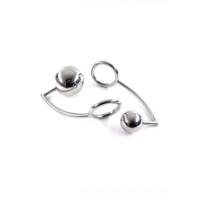 Metalowy ring erekcyjny z korkiem analnym Intruder with c-ring