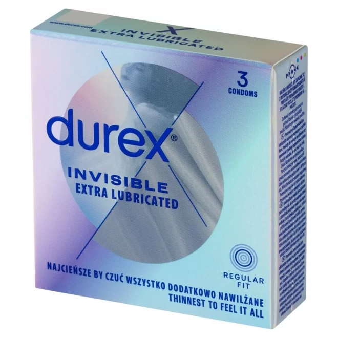 Super cienkie prezerwatywy z dodatkowym nawilżeniem Durex Invisible 3 szt.