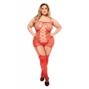 BACI CORSET FRONT SUSPENDER LACE BODYSTOCKING PURPLE, QUEEN