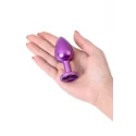 Purple anal plug TOYFA Metal with purple round-shaped gem, length 8,2 cm, diameter 3,4 cm