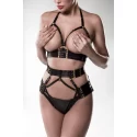 Grey velvet 3-tlg.set (top, harness, string)