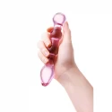Dildo, pink, glass, 18 cm